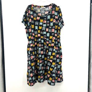 Nemidor Fun Cat Print Short Sleeve Midi Dress Women's 22